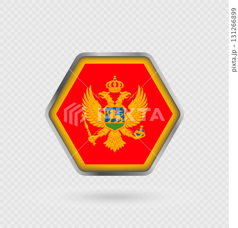 Montenegro flag in a hexagon frame. 131266899