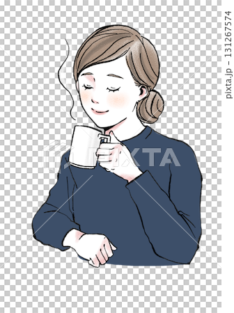 插畫素材:喝熱飲,女人,咖啡,放鬆 插畫素材:喝熱飲,女人,咖啡,放鬆 131267574