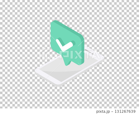 Check mark speech bubble and smartphone vector icon (isometric) Check mark speech bubble and smartphone vector icon (isometric) 131267639