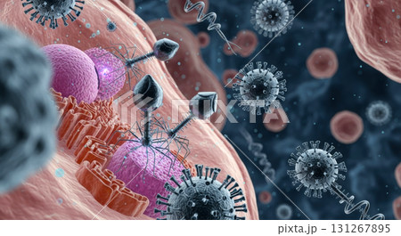 体内に侵入する細菌やウイルスたち 体内に侵入する細菌やウイルスたち 131267895