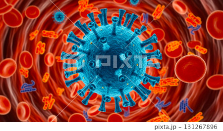 体内に侵入する細菌やウイルスたち 131267896