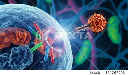 体内に侵入する細菌やウイルスたち 131267908