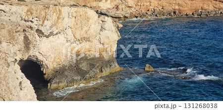 Sea Cave and Rocky Coastline, Cape Greco, Cyprus 131268038