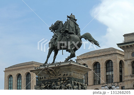 Vittorio Emanuele II monument on piazza Duomo in Milan 131268205