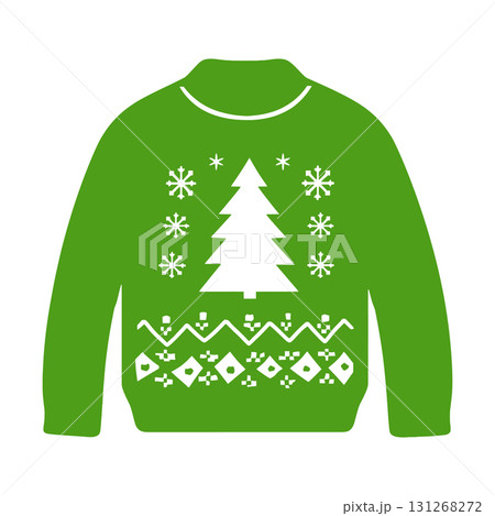 Ugly Christmas Sweater Vector Icon. Festive Holiday Jumper with a Winter Pattern Vector. 131268272