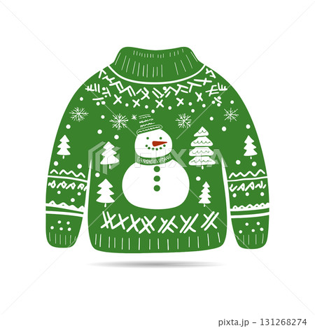 Ugly Christmas Sweater Vector Icon. Festive Holiday Jumper with a Winter Pattern Vector. 131268274