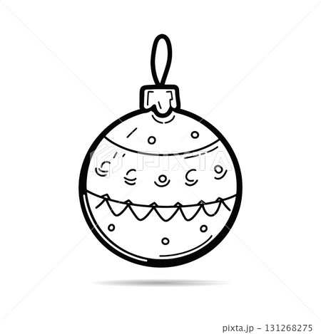 Hand-drawn Christmas Ornament Doodle Vector. Festive Holiday Bauble Sketch Vector Illustration. 131268275