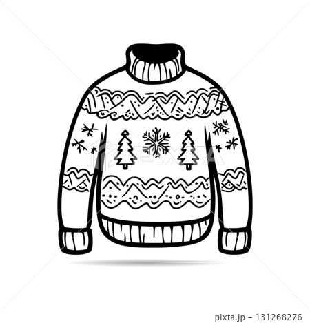 Ugly Christmas Sweater Vector Icon. Festive Holiday Jumper with a Winter Pattern Vector. 131268276