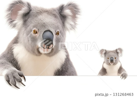 看板を持つコアラ 131268463