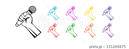 Hand with microphone icon. Hand with microphone icon. 131268875