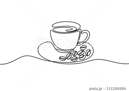 Coffee Love Continuous One Line Drawing Vector. Cafe and Beverage Logo Vector Art. Coffee Love Continuous One Line Drawing Vector. Cafe and Beverage Logo Vector Art. 131268884