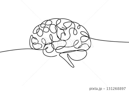 Human Brain Continuous One Line Drawing Vector. Mind, Psychology, and Intelligence Vector Symbol. Human Brain Continuous One Line Drawing Vector. Mind, Psychology, and Intelligence Vector Symbol. 131268897