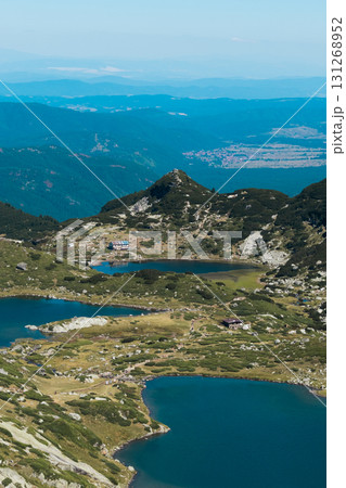 Mountain view of the Rila Mountains in Bulgaria. Seven Rila Lake hike. Eco trails. Connection with nature. Mountain view of the Rila Mountains in Bulgaria. Seven Rila Lake hike. Eco trails. Connection with nature. 131268952