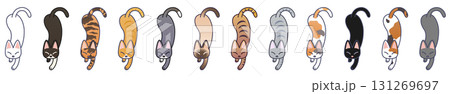 様々な柄の猫のラインベクターイラスト 131269697