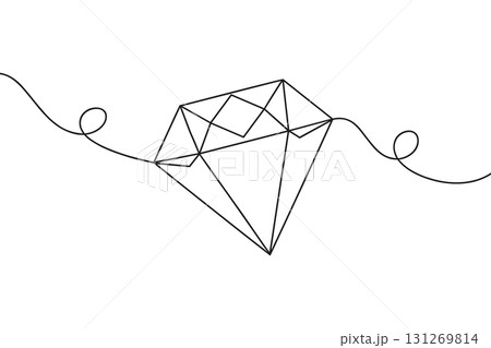 Diamond Gemstone Continuous Line Drawing Vector. Luxury Jewelry and Wedding Symbol Vector Art. Diamond Gemstone Continuous Line Drawing Vector. Luxury Jewelry and Wedding Symbol Vector Art. 131269814