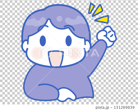 穿著藍色衣服的開朗男孩角色 131269839