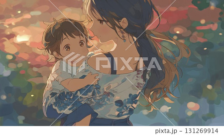 母親と赤ちゃんのイラスト 131269914