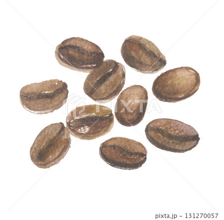 水彩で描いたコーヒー豆 水彩で描いたコーヒー豆 131270057