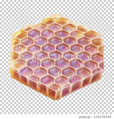 Watercolor Beekeeping Honeycomb Frame Clipart in Pastel Colors on Transparent Background 131270244