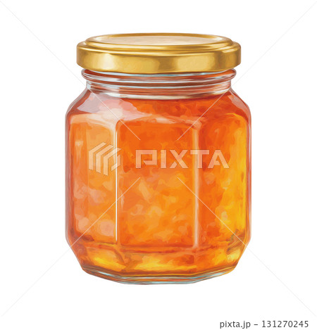 Pastel Watercolor Honey Jar with Golden Lid Clipart on Transparent Background Pastel Watercolor Honey Jar with Golden Lid Clipart on Transparent Background 131270245