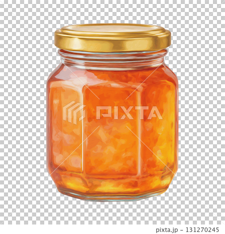 Pastel Watercolor Honey Jar with Golden Lid Clipart on Transparent Background Pastel Watercolor Honey Jar with Golden Lid Clipart on Transparent Background 131270245
