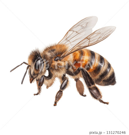 Honey Bee Watercolor Clipart in Pastel Colors with Soft Shadows for Creative Projects 131270246