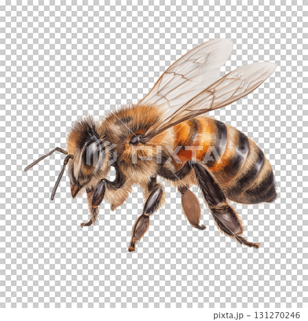 Honey Bee Watercolor Clipart in Pastel Colors with Soft Shadows for Creative Projects 131270246