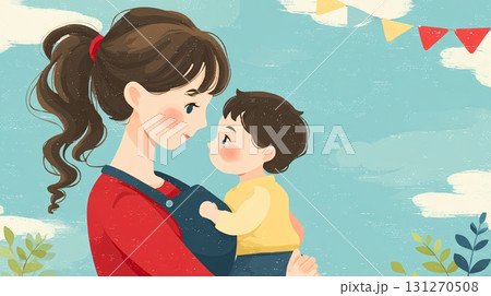 母親と赤ちゃんのイラスト 母親と赤ちゃんのイラスト 131270508