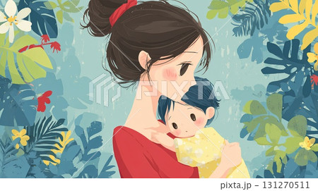 母親と赤ちゃんのイラスト 131270511
