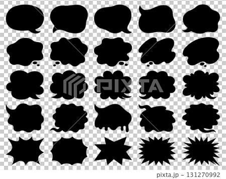 Silhouette frame illustration set of speech bubbles of various shapes 131270992