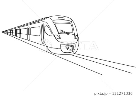 Modern High-Speed Train Line Art Vector. Railway and Public Transport Vector Illustration. 131271336