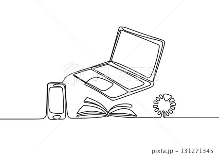 Laptop Computer Outline Vector Icon. Technology and Remote Work Device Vector. Laptop Computer Outline Vector Icon. Technology and Remote Work Device Vector. 131271345