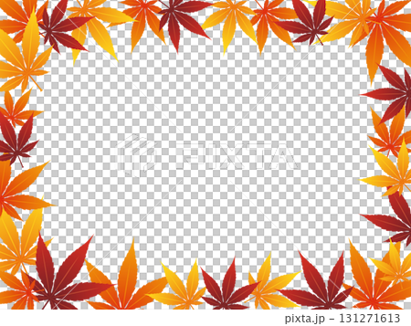 Illustration of a three-color autumn leaf frame 131271613