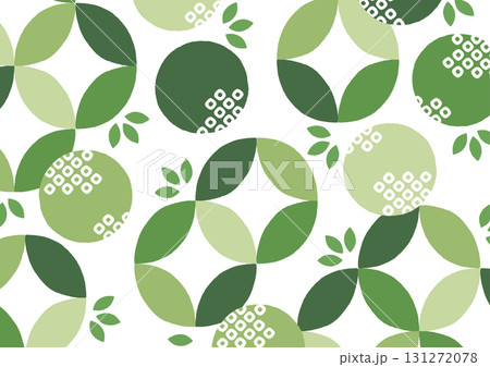 抹茶と茶葉のポップな和柄 抹茶と茶葉のポップな和柄 131272078