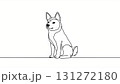 正面を向いて座る柴犬の線画 131272180