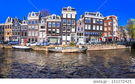 beautiful canals of Amsterdam. Netherland tourism 131272425