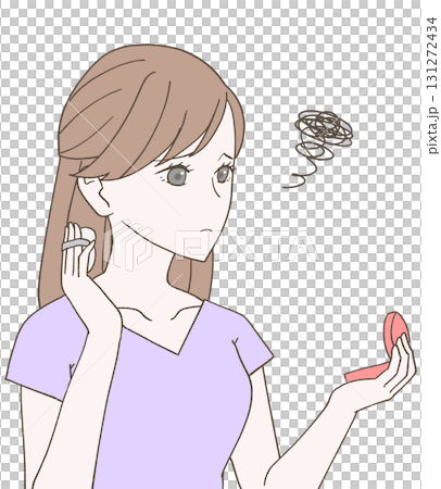 一位女士用化妝鏡化妝 一位女士用化妝鏡化妝 131272434