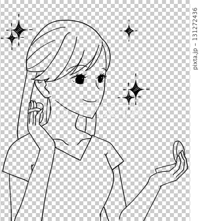 コンパクトミラーでメイクをする女性 131272436