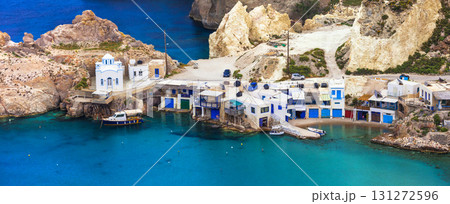 beautiful Greek islands - Milos, traditional Fyropotamos village 131272596