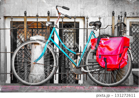 Vintage bicycle in Amsterdam. retro picture 131272611