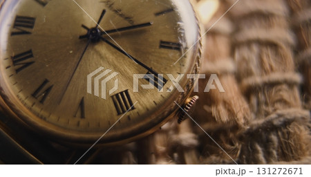 Macro Close Up Shot of Antique Pocket Watch with Roman Numerals and Running Second and Minute Hand Macro Close Up Shot of Antique Pocket Watch with Roman Numerals and Running Second and Minute Hand 131272671
