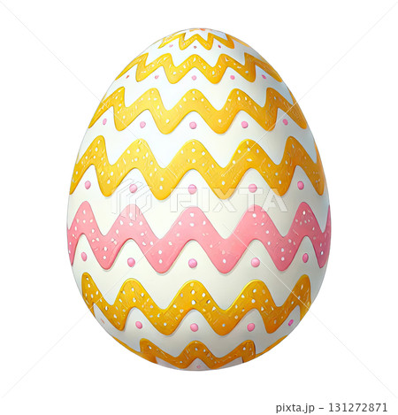 Colorful Easter egg with zigzag patterns, symbolizing spring and celebration. Colorful Easter egg with zigzag patterns, symbolizing spring and celebration. 131272871
