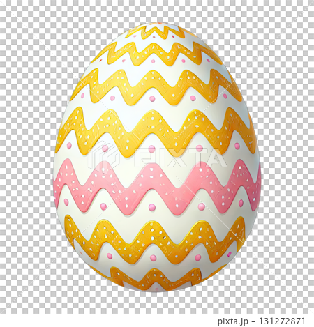 Colorful Easter egg with zigzag patterns, symbolizing spring and celebration. Colorful Easter egg with zigzag patterns, symbolizing spring and celebration. 131272871