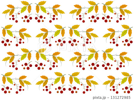 Holiday pattern of bright leaves and berries 131272985