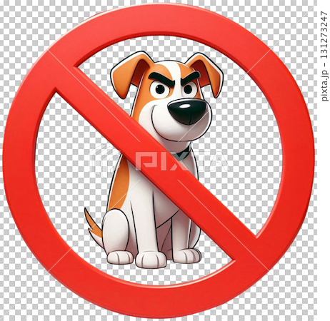 Prohibition sign, no dogs, red circle border 131273247