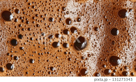 Detailed background of coffee froth with foam pattern 131273343