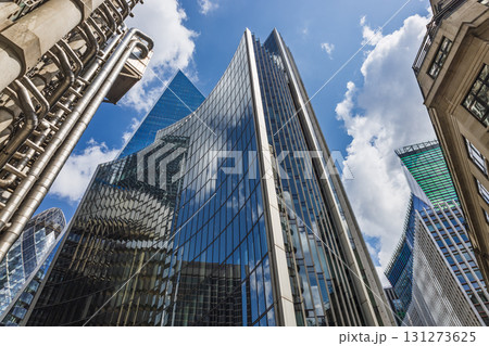 Modern Glass Skyscraper in Financial District with Reflections 131273625