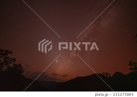 The Milky Way above mountain is beautifully clustered. 131273865