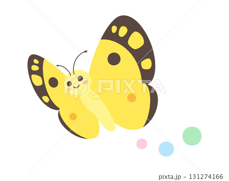かわいいモンキチョウが飛んでいるイラスト 131274166