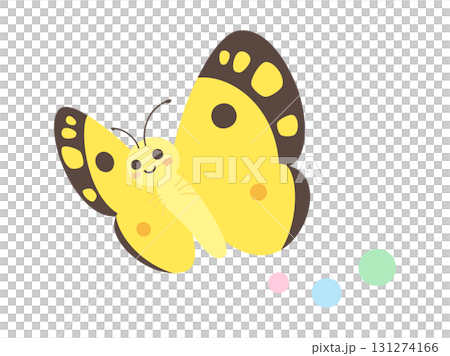 かわいいモンキチョウが飛んでいるイラスト 131274166